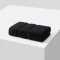 Black cotton hand towel, soft absorbent face towel for daily home bathroom use, durable fabric. - Midnight Black