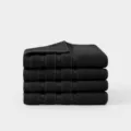 Black pure cotton towel 4-pack, soft and absorbent face towels for daily home bathroom use. - Midnight Black