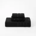 Set di tre asciugamani in cotone nero telo bagno asciugamano viso per uso domestico - Nero Mezzanotte