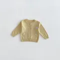 Infant baby girl knit cardigan sweater cute embroidery round neck autumn outerwear top - 73cm / Yellow