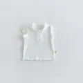 Infant baby girl white ribbed short sleeve polo t-shirt cute cotton casual breathable top - 73cm / White