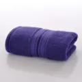 Purple 100% cotton towel with striped border, soft bathroom face hand towel variant. - Deep purple