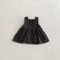 Girls plaid vest dress children spring chic sleeveless tweed style pinafore skirt cute toddler - 73cm / Black Pinafore Dresses