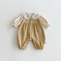 Baby Mädchen Herbstkleidung Set Detail, süßer Spitzenkragen Stickerei Strampler und Top. - 66cm / Aprikose