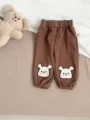 Pantalon de survêtement marron pour tout-petit broderie d'ours mignon vêtement bébé - 66cm / Kaki