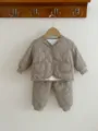 Set giacca e pantaloni trapuntati invernali per neonati, vestito caldo e spesso in due pezzi. - 66cm / Top E Pantaloni / Grigio