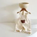 Peto bebé lindo oso mameluco otoño casual niño beige algodón pantalones con bolsillo - 66cm / Bottoms / Albaricoque