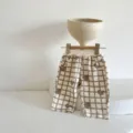 Lindo pantalón a cuadros para niños pequeños con adorables estampados de osos, tela suave diaria. - 73cm / Bottoms / Cuadros