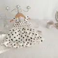 Bebé niña verano vestido de tirantes lindo lunares negro blanco niño princesa falda detalles - 66cm / Faldas