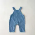 Infant baby light blue denim overalls, loose casual cotton baby pants for toddler girls. - 73cm / Bottoms / Denim Blue
