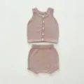 Infant baby knit vest and bloomer set, cute toddler autumn clothing two-piece outfit. - 66cm / Top And Bottom / Clay Pink