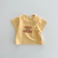 Camiseta de algodón amarillo para bebé de manga corta con estampado de osito. - 66cm / Amarillo