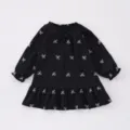 Bébé fille tout-petit manches longues robe noire jolie broderie nœud vêtements de printemps - Robe Noire