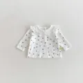 Toddler infant baby polka dot ruffle doll collar long sleeve cotton t-shirt apparel detail view - 66cm / Dot
