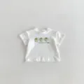 Βρεφικό βαμβακερό κοντομάνικο T-shirt με χαριτωμένη πράσινη φράουλα καλοκαιρινό τοπ - 66cm / Λευκό