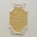 Newborn cotton sleeveless baby romper, summer cute yellow infant bodysuit with snap closure. - 66cm / Yellow