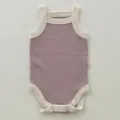 Cotton baby tank romper summer newborn infant sleeveless bodysuit with contrast trim. - 66cm / Purple