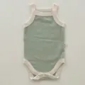 Newborn infant baby cotton strap romper cute summer sleeveless bodysuit baby clothes green - 66cm / Green