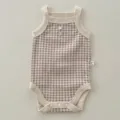 algodon bebe pelele recien nacido verano sin mangas body mono lindo a cuadros - Cuadros Púrpura