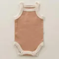 Recién nacido bebé mono algodón tirantes marrón beige sin mangas body verano tierno ropa - Marrón café (el artículo real es violáceo)