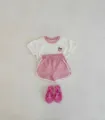 Peuter korte mouw t-shirt shorts en jelly sandalen set, schattige zomer baby casual outfit. - 66cm / Perzik
