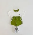 Kinderen zomer korte mouw t-shirt shorts set schattige avocado borduurwerk outfit - 66cm / Avocado