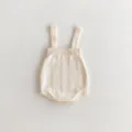 Bezaubernder Babystrampler aus Strick in Beige, bequemer Baumwoll-Bodysuit für Babys Kleidung. - 73cm / Weiß-aprikosenfarbener Strampler