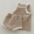 Ensemble de vêtements d'été pour bébé, débardeur et short en coton, confortable et mignon. - Gris foncé