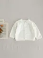 Baby knit cardigan solid color sweater cute cotton outerwear for autumn daily wear infant - 66cm / Milk White