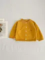 Infant baby mustard yellow knit cardigan sweater, cute button-up knitwear coat size 73. - 66cm / Mustard Yellow