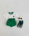 Kleinkind Sommer kurzarm T-Shirt und grüne Shorts Set, süße lässige Baby Kleidung. - Wassermelone