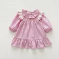 Sweet baby girl long sleeve dress with ruffles, smocked bodice and delicate lace trim. - 73cm / Dresses / Purple Skirt