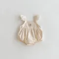 Cute baby girl lace ruffle romper newborn infant cotton sleeveless jumpsuit casual clothes - 66cm / Short Overalls