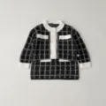 Cute baby toddler black white knit cardigan skirt set toddler girl chic two piece outfit - 66cm / Set