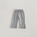 Pantalón acampanado de algodón para bebé niña con lazo y estampado detalle casual - 90cm / Gris