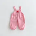 Bonito peto rosa para niña pequeña con bordado de manzana, ropa cómoda para bebé. - 73cm / Bottoms