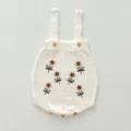 Baby knitted floral embroidered suspender romper detailed knitwear infant clothing cute outfit - 66cm / Off-White Baby Romper