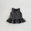 Baby girls autumn polka dot sleeveless dress with sweet bow and cute ruffle hem details. - 73 / Dresses