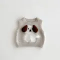 Baby knit vest cute puppy brown ears grey toddler winter warm sleeveless pullover top - 66cm / Tops / Vest