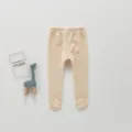 Joli collant tricoté pour bébé avec fleurs, leggings souples pour nourrisson. - 66cm / Abricot