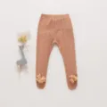 Collants tricotés pour bébé fille avec fleurs, pantalon chaud de nourrisson en automne. - 100cm / Orange