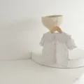 Neonato bambina camicetta a quadri manica corta, dolce colletto Peter Pan top variante. - Gilet a Quadri