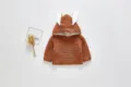 Cute baby knitted sweater with rabbit ears hoodie, fleece-thickened warm toddler top - 66cm / Tops / Brown Fleece Lined