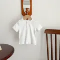 Παιδικό βασικό ριμπ κοντομάνικο t-shirt βρεφικό casual τοπ χαριτωμένο καλοκαίρι - Λευκό / 66cm