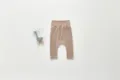 Comfortable baby ribbed high-waist long pants, pure cotton toddler autumn trousers. - 80cm / Coffee