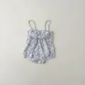 Infant floral print swimsuit detail showcasing cute front bow and delicate spaghetti straps. - 66cm / Gray