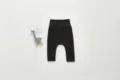 High-waist ribbed cotton baby pants, comfortable infant long trousers, solid black daily wear. - 80cm / Black