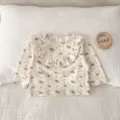 Infant Baby Girl Floral Long Sleeve Top Ruffle Collar Cute Cotton Toddler Fall Clothes - 66cm / Tops