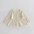 Infant baby girl knit cardigan hollow out cute ruffle collar summer sun protection top - 66cm / Off White