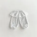 Cute infant baby floral ruffles pants autumn toddler cute cotton bloomers white 0-3Y - White / 73cm